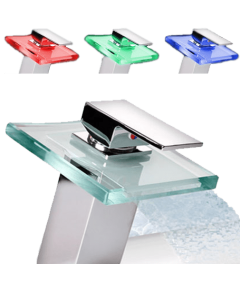 Rubinetto LED per bagno con scarico quadrato a cascata - TISTO