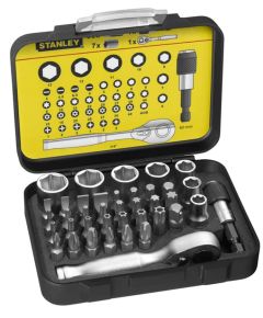 SET OD 39 KOMADA VRHA OD 1/4" SA STANLEY ČEGRULJKOM - TISTO