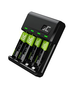 Juego de cargador VitalCharger y 2 pilas AA de 2000 mAh, 2 pilas AAA de 800 mAh - TISTO
