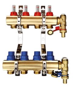 Colectores para sistema ufh dimensión 1'' con caudalímetros y válvulas de regulación - "optimum" - TISTO