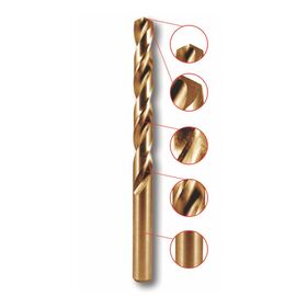 Metal drill bit, HSS-Co, 5% Co, 135 °, 3.5x70mm, 1 piece - TISTO