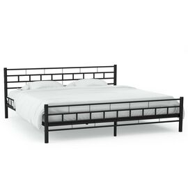 Black metal bed with slatted base 180 x 200 cm - TISTO