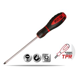 Slotted screwdriver 8x175mm, S2 steel, 3-material handle - TISTO