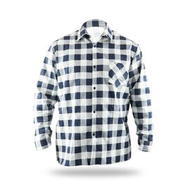Flannel skjorte, marineblå og hvid, str. S, 100% bomuld - TISTO