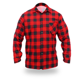 Rød flanelskjorte, str. M, 100% bomuld - TISTO