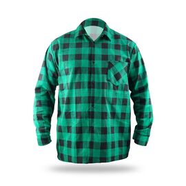 Green flannel shirt, size L, 100% cotton - TISTO