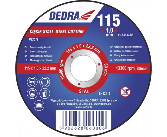 Disc for cutting steel 125x1.0x22.2 - TISTO