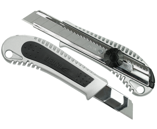 Kniv 18 mm snap-off blad, metall + gummi, legering, display - TISTO