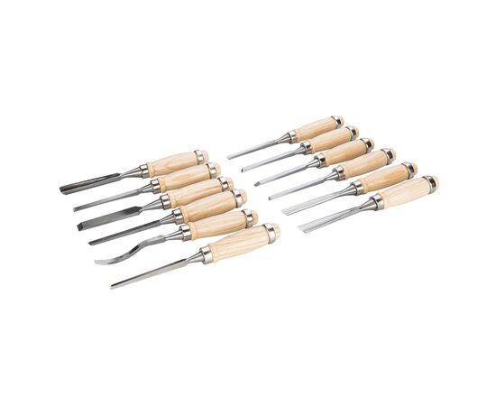 Chisels for precise wood carving 12 pieces 200 mm - TISTO