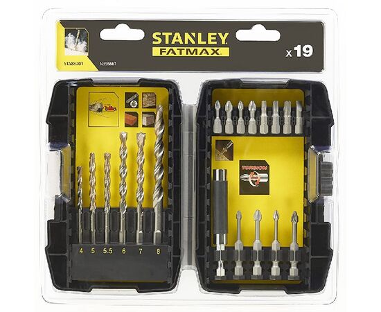 Set of 19 STANLEY FATMAX drill bits and bits - TISTO