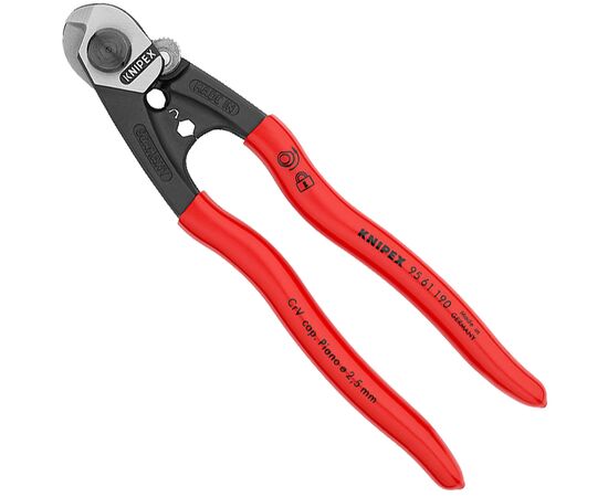 STEEL ROPE SHEARS FORGED, COATED 190 MM KNIPEX - TISTO