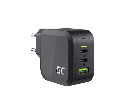 Φορτιστής Green Cell GC PowerGaN 65W (2x USB-C Power Delivery, 1x USB-A συμβατός με Quick Charge 3.0) - TISTO