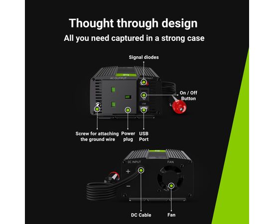 Spændingsomformer Inverter 12V til 230V 150W / 300W Modificeret UK PLUG sinusbølge - TISTO
