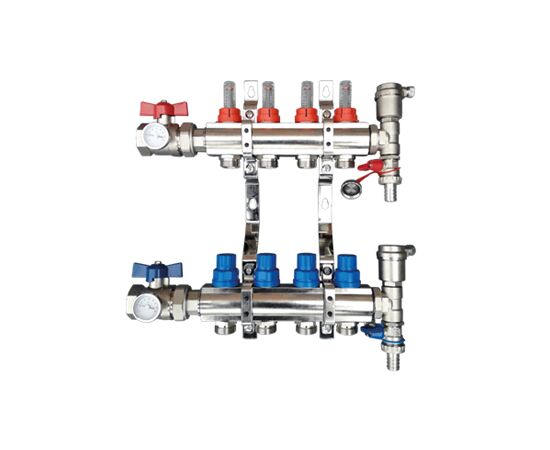 Manifolds for ufh system dimension 1" with flow meters and regulation valves -"premium" - TISTO