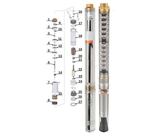 Cevna potopna črpalka 5500 W 21600 L / uro 121 m 98 mm 400 V - TISTO