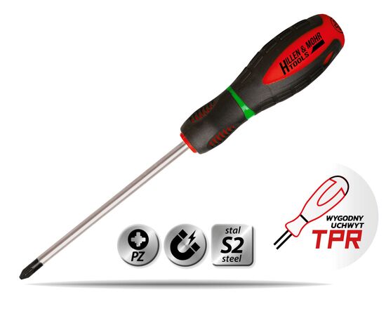 Cross screwdriver Pozidriv PZ1x100mm, S2 steel, 3-mat handle - TISTO