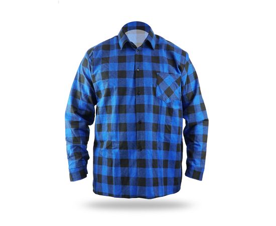 Blå flanellskjorta, storlek L, 100% bomull - TISTO