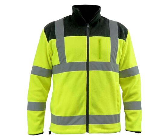 Reflective fleece jacket, 280 g / m2, size XXL, yellow and black - TISTO