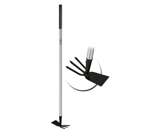 Straight hoe with a fork, metal handle, length 114 cm - TISTO