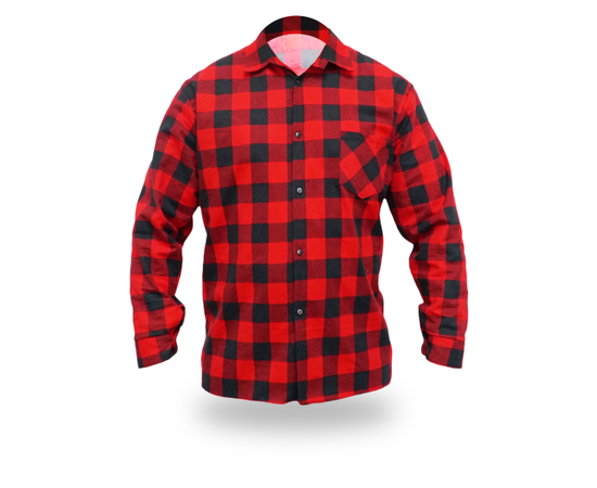 Rød flanellskjorte, størrelse L, 100% bomull - TISTO