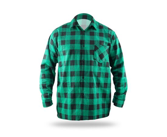 Zelená flanelová košile, velikost L, 100% bavlna - TISTO