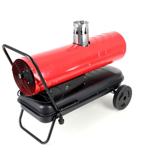 Oil air heater with flue gas exhaust, thermostat and wheels 35 kW - TISTO Oil air heater with flue gas exhaust, thermostat and wheels 35 kW - TISTO