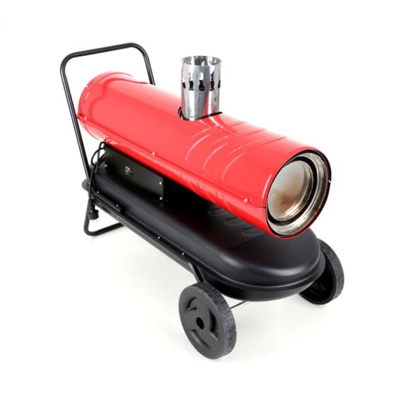 Oil air heater with flue gas exhaust, thermostat and wheels 35 kW - TISTO Oil air heater with flue gas exhaust, thermostat and wheels 35 kW - TISTO