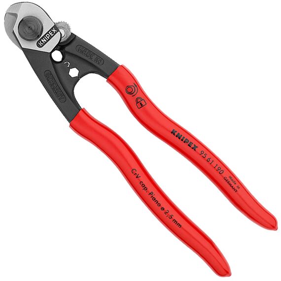 STEEL ROPE SHEARS FORGED, COATED 190 MM KNIPEX - TISTO