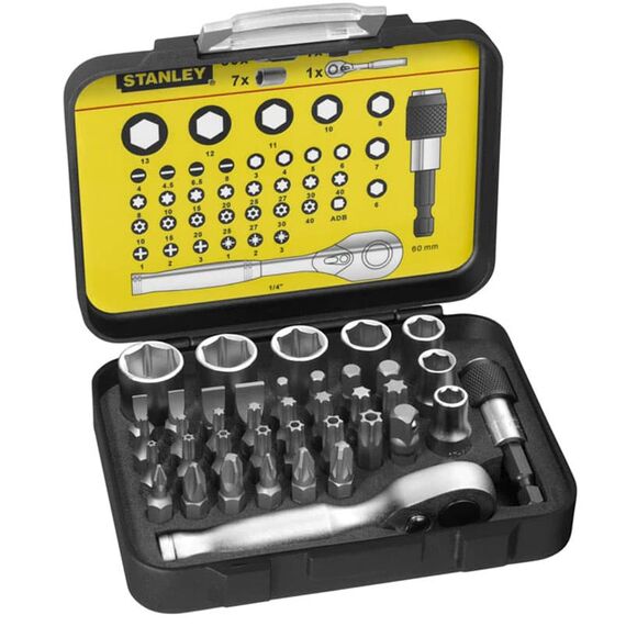 JEU DE 39 PIÈCES DE 1/4" TIP AVEC CLIQUET STANLEY - TISTO