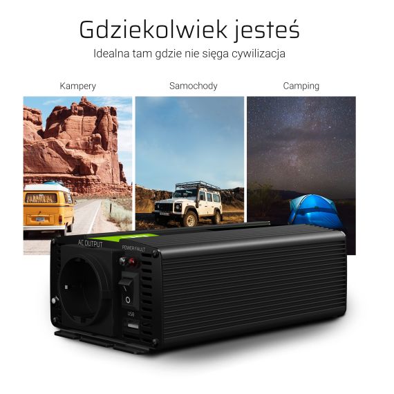 Spændingsomformer Inverter 12V til 230V 1000W / 2000W Modificeret sinusbølge - TISTO Spændingsomformer Inverter 12V til 230V 1000W / 2000W Modificeret sinusbølge - TISTO