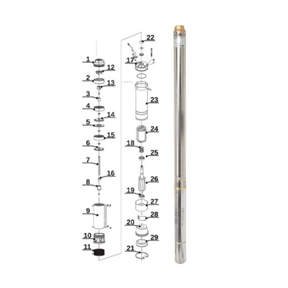 3” wielostopniowa pompa głębinowa odporna na piasek 100 l/min 108 m 1500 W 230 V - TISTO 3” wielostopniowa pompa głębinowa odporna na piasek 100 l/min 108 m 1500 W 230 V - TISTO