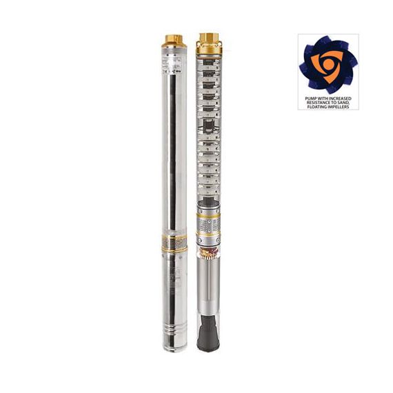 4” wielostopniowa pompa głębinowa odporna na piasek 200 l/min 145 m 3000 W 400 V - TISTO