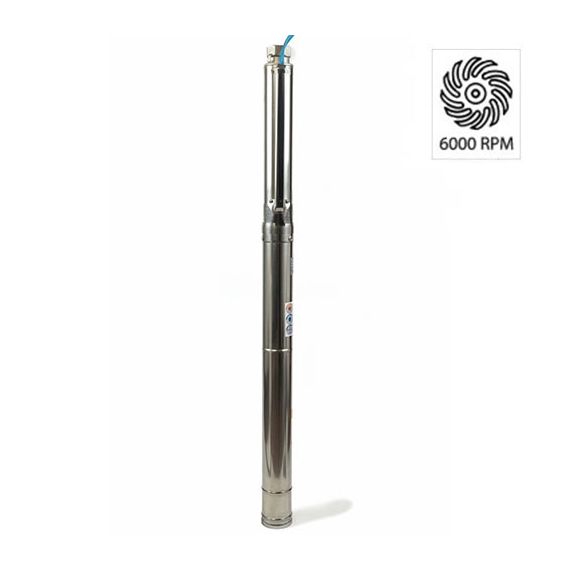4” high speed deep well pump 6000 rpm 500 l/min 185 m 11000 W 320 - 450 V - TISTO