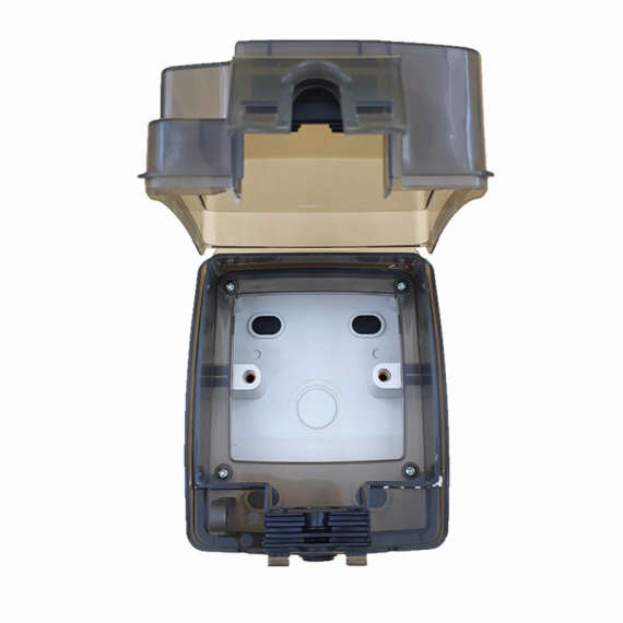 Waterproof IP66 surface-mounted 16 A 230 V external Schuko socket with waterproof tinted transparent cover with lockable - TISTO